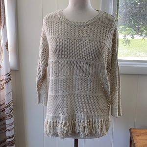Lovestitch Boho Crochet Fringe Sweater M